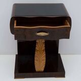 Pair of Art Deco Italian Walnut Briar and Maple Bedside Tables, 1920s