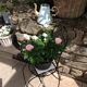 Plant holder "chair" in wrought iron and earthenware / vintage 60s-70s