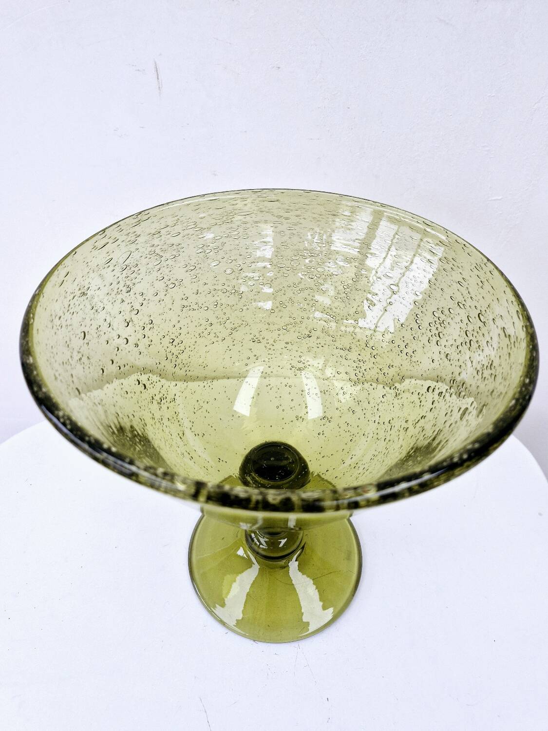 Vintage fruit bowl blown glass biot glassware unique piece
