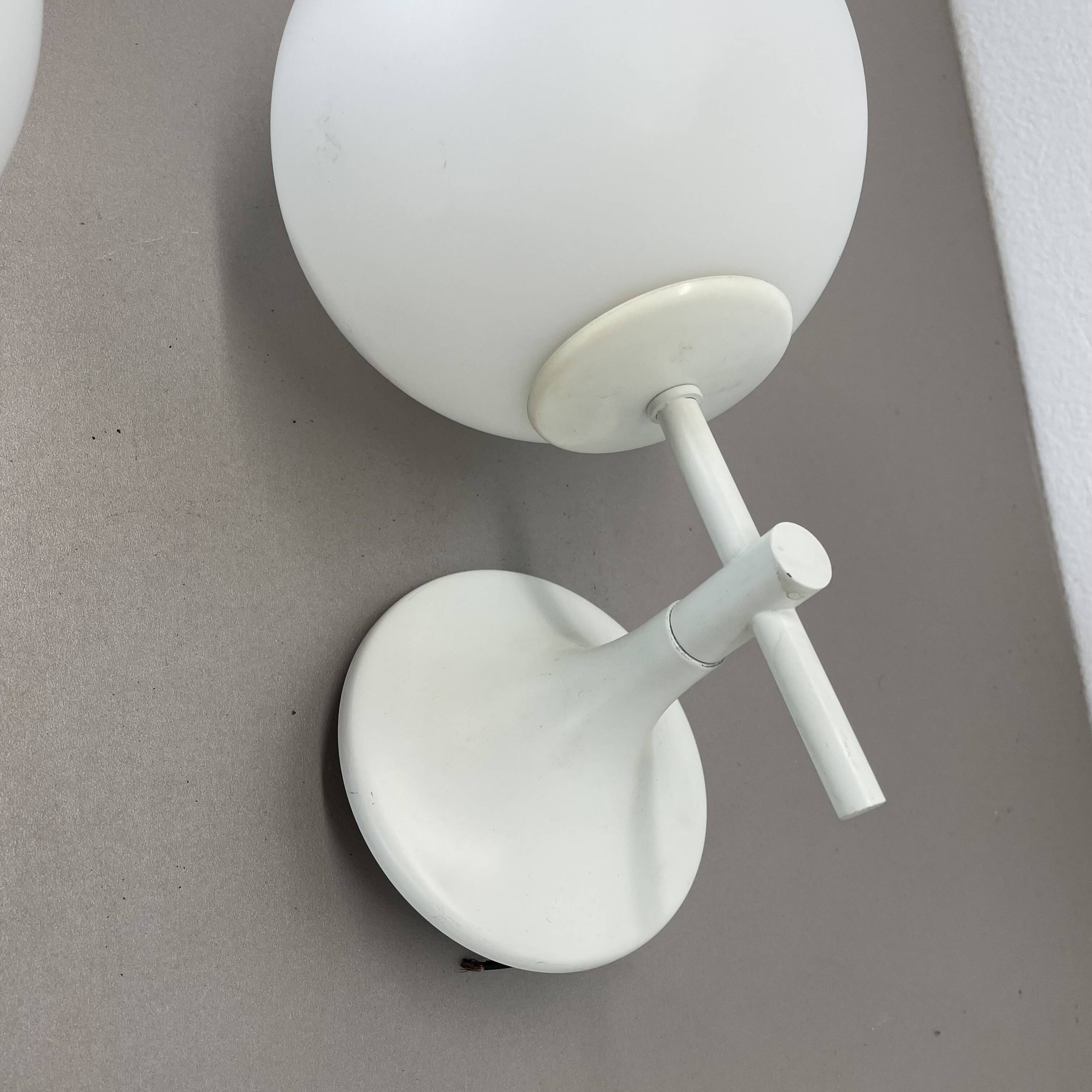 Set of Two white Ball Wall Lights by E. R. NEELE for Temde, Switzerland, 19