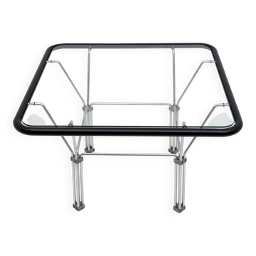 Table basse post-moderne en cristal et acier, attribuée à Niels Bendtsen, années 1970