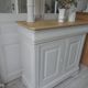 Louis Philippe style sideboard with pearl gray patina, 2 doors, drawers, wooden top.