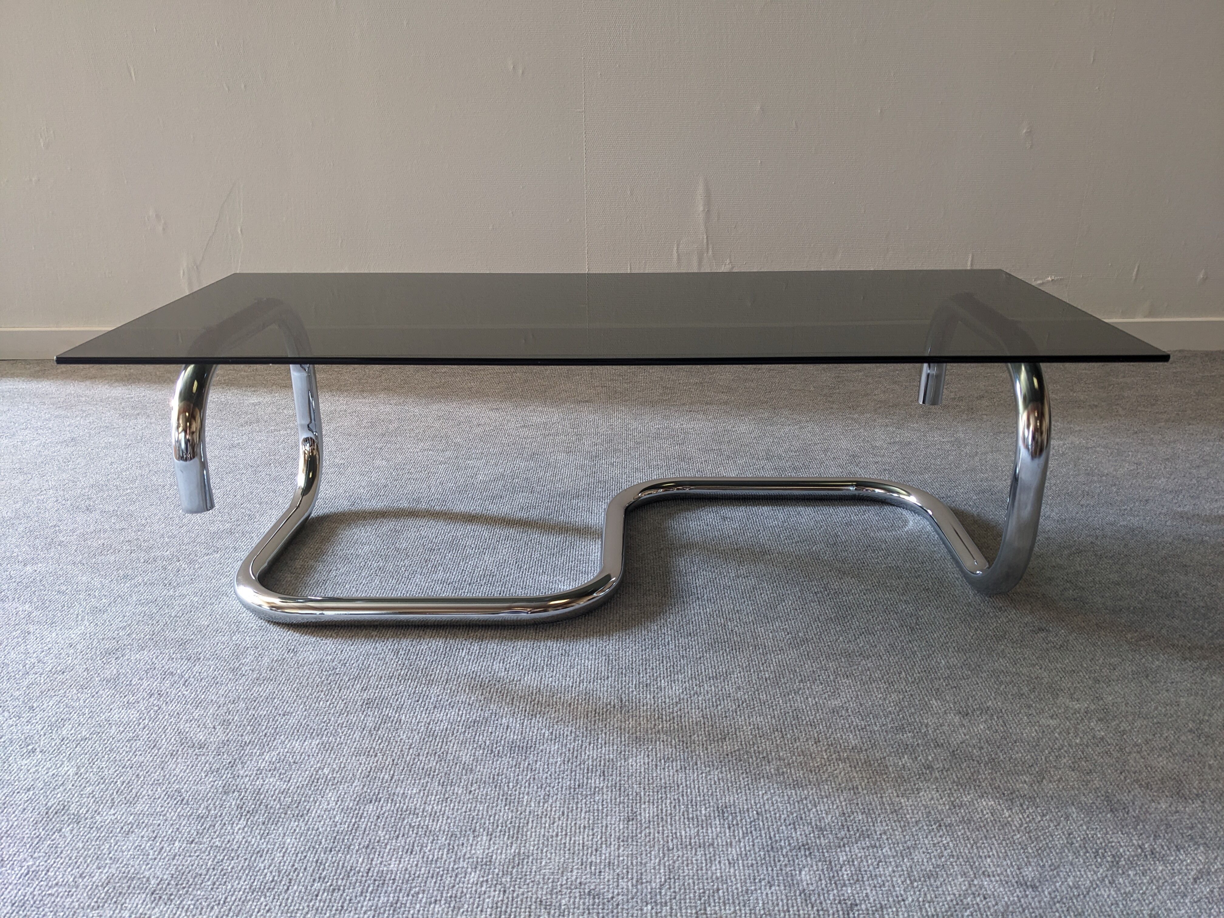 Space age coffee table in smoked glass from the 60s/70s