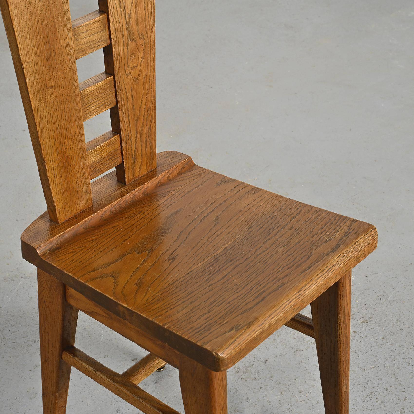 Set of six oak chairs by Henry Jacques Le Même, France circa 1940