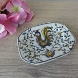 Antique small ceramic pocket emptier with Almeida rooster motif, signed and hand-painted