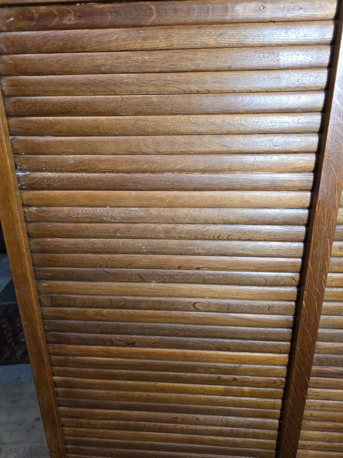 Antique double curtain oak cabinet