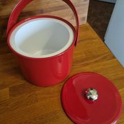 Vintage 1970s red vinyl ice bucket, Georges Briard style, USA