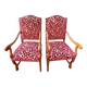 Set of 2 reupholstered antique armchairs – solid wood