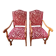 Set of 2 reupholstered antique armchairs – solid wood