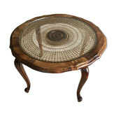 Coffee table wood and rattan