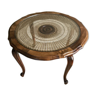 Coffee table wood and rattan