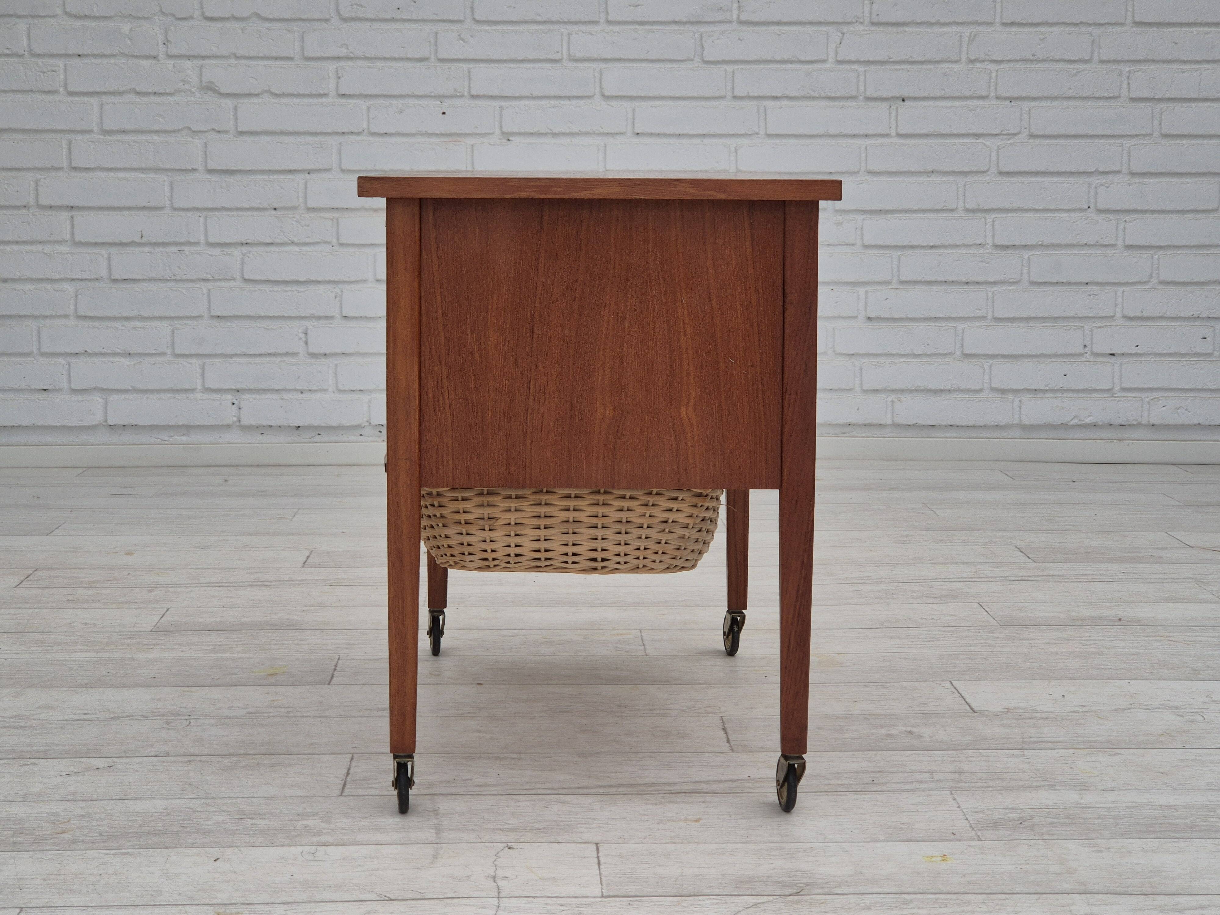 1970s, Danish chest of drawers, teak wood, rattan, original condition.