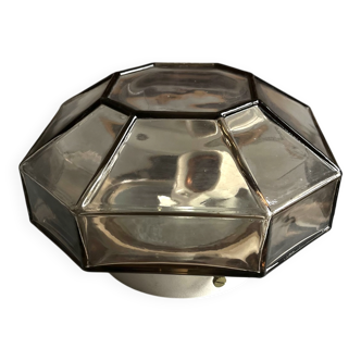 Italian smoked glass ceiling light Space Age