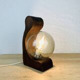 Temde Leucthen brutalist lamp from the 70s, pine and glass globe