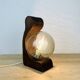 Brutalist lamp Temde Leuchten 1970s pine and glass globe