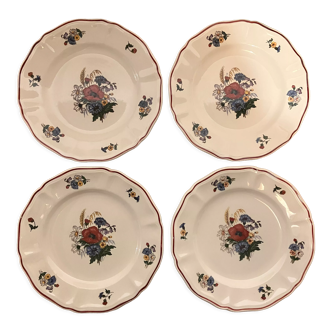 Set of 4 dessert plates Sarreguemines service Agreste