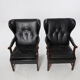 Paires de fauteuils scandinave en cuir noir