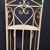 Wrought iron and ceramic half-moon shelf