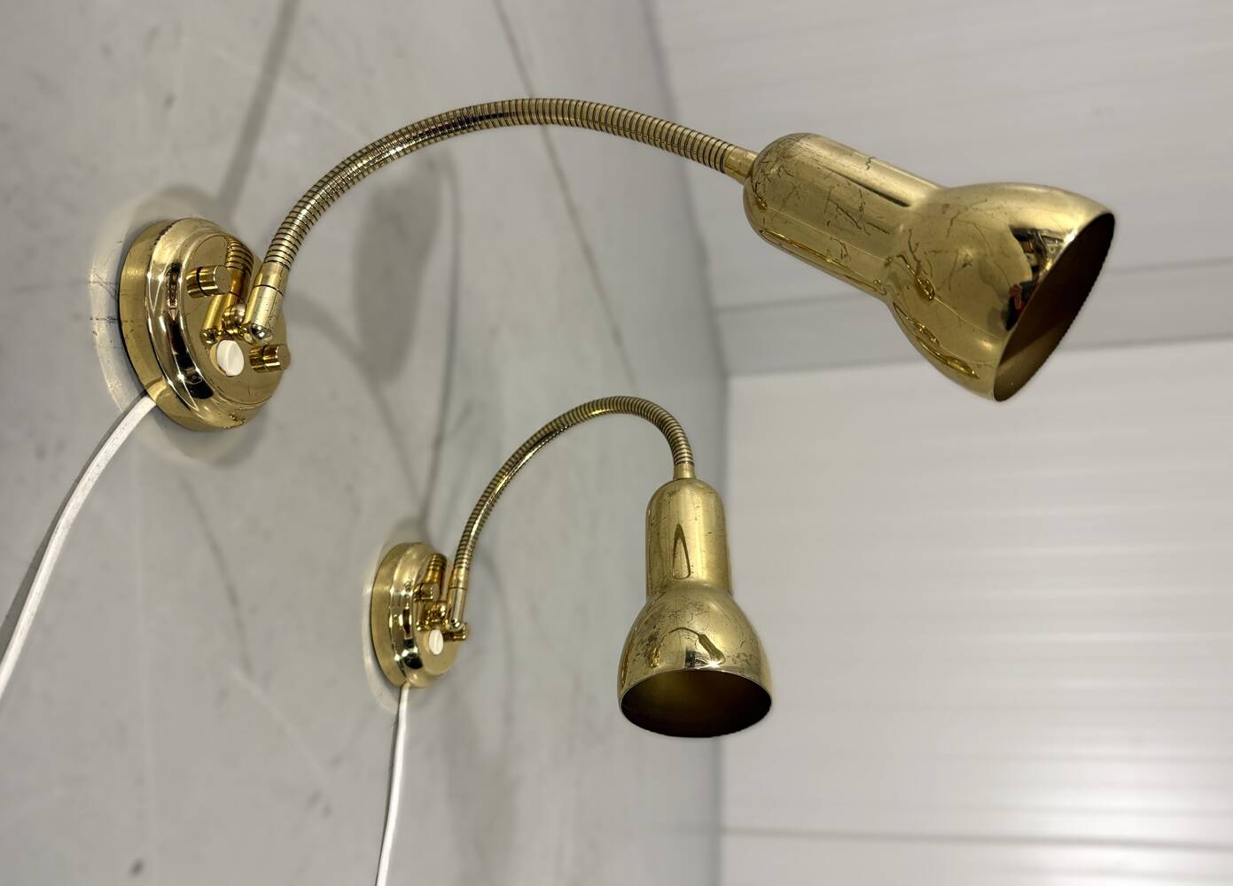Brass flexible wall lamps, set of 2, 1960’s