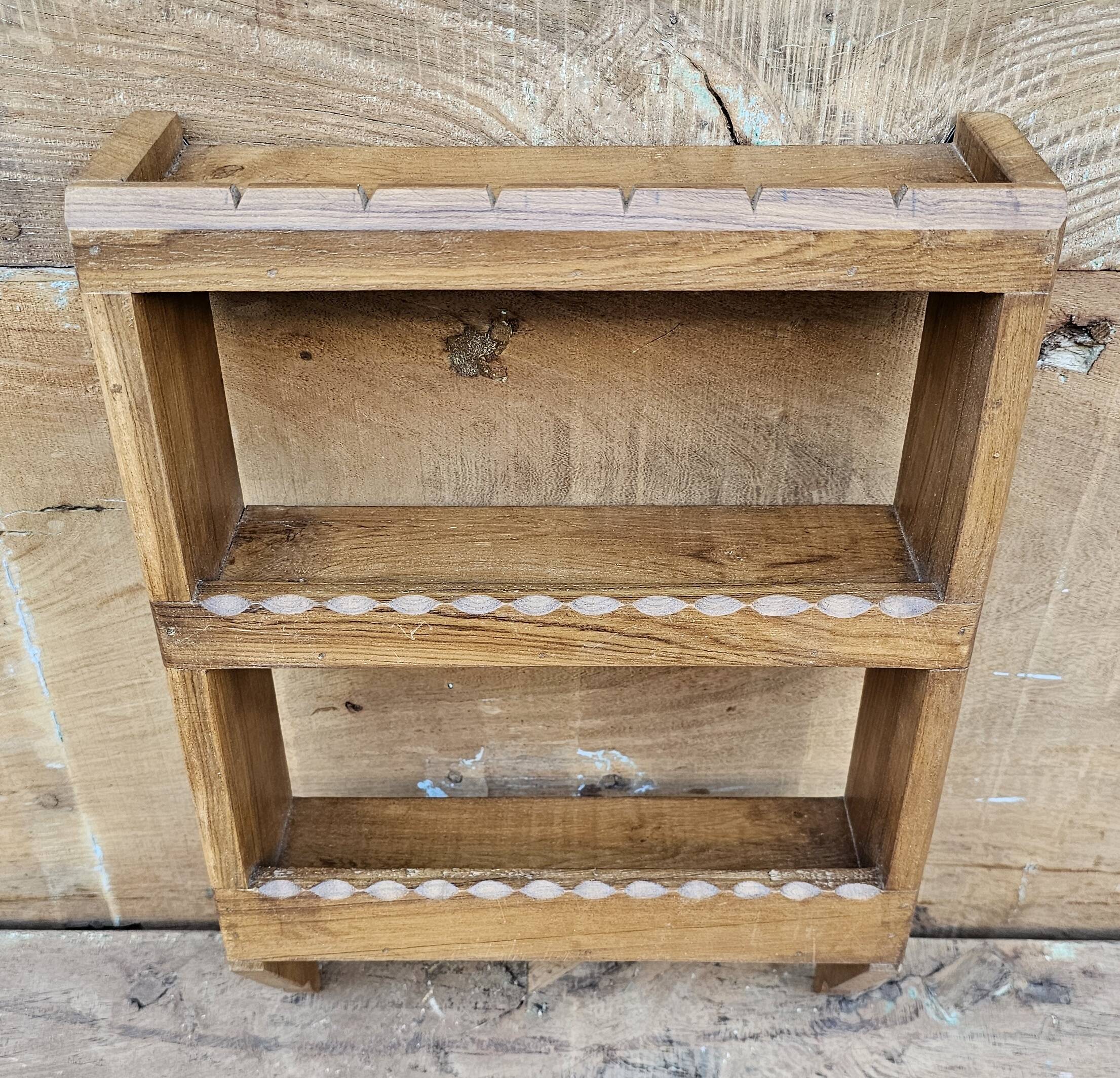 Burmese teak wall shelf