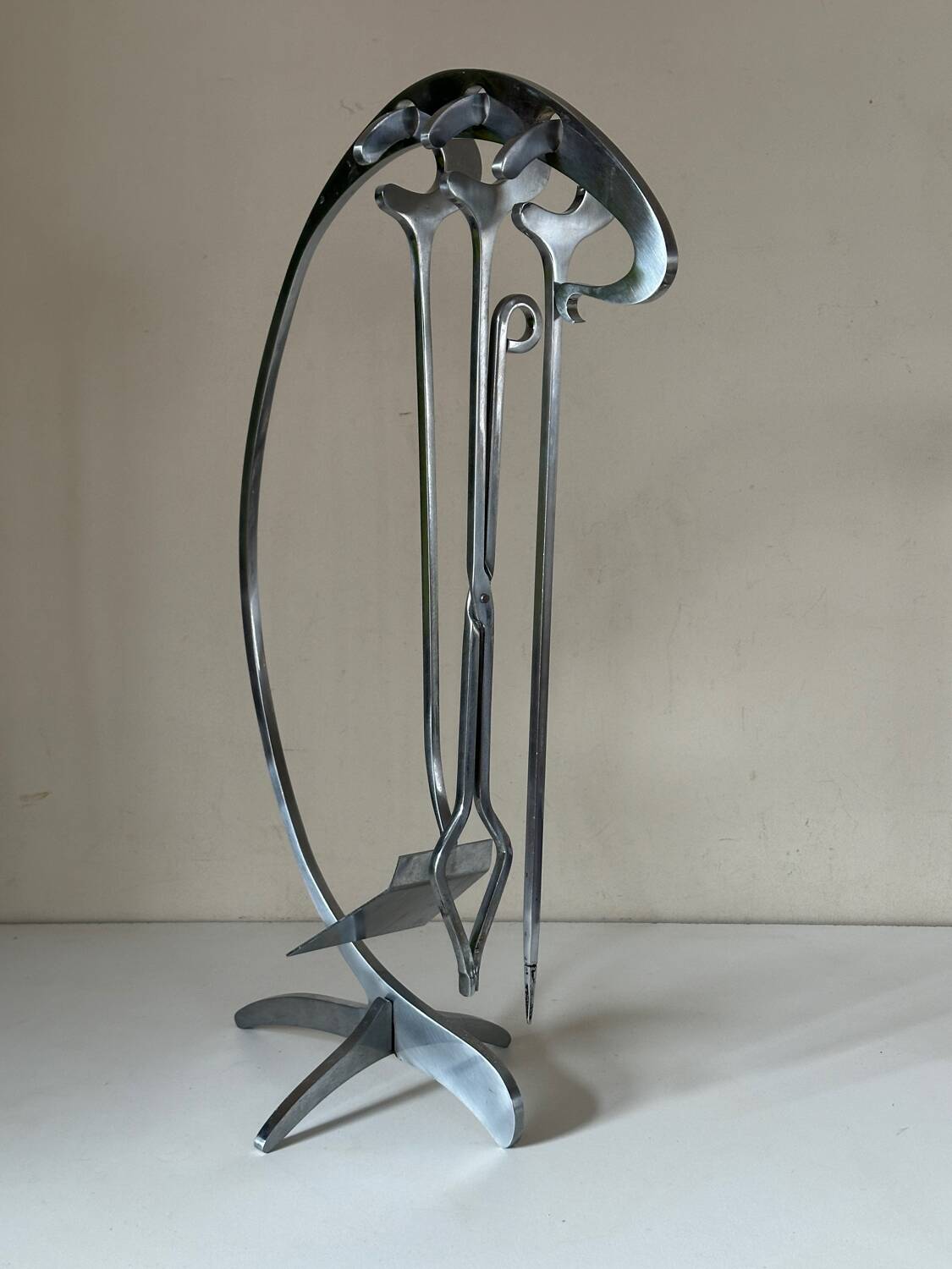 Jean Paul Creations fireplace tool set, 1970s design