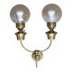 ART DECO brass wall light, two glass globes