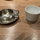 10 cups limoges and under cups in brushed tin