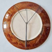 Assiette Vintage Céramique Artisanale - Décor Fleurs - Émail Ambré