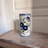 Old Stoneware Vase Ceramic Alsace Flowers Signed Paul Schmitter 1994 Unique