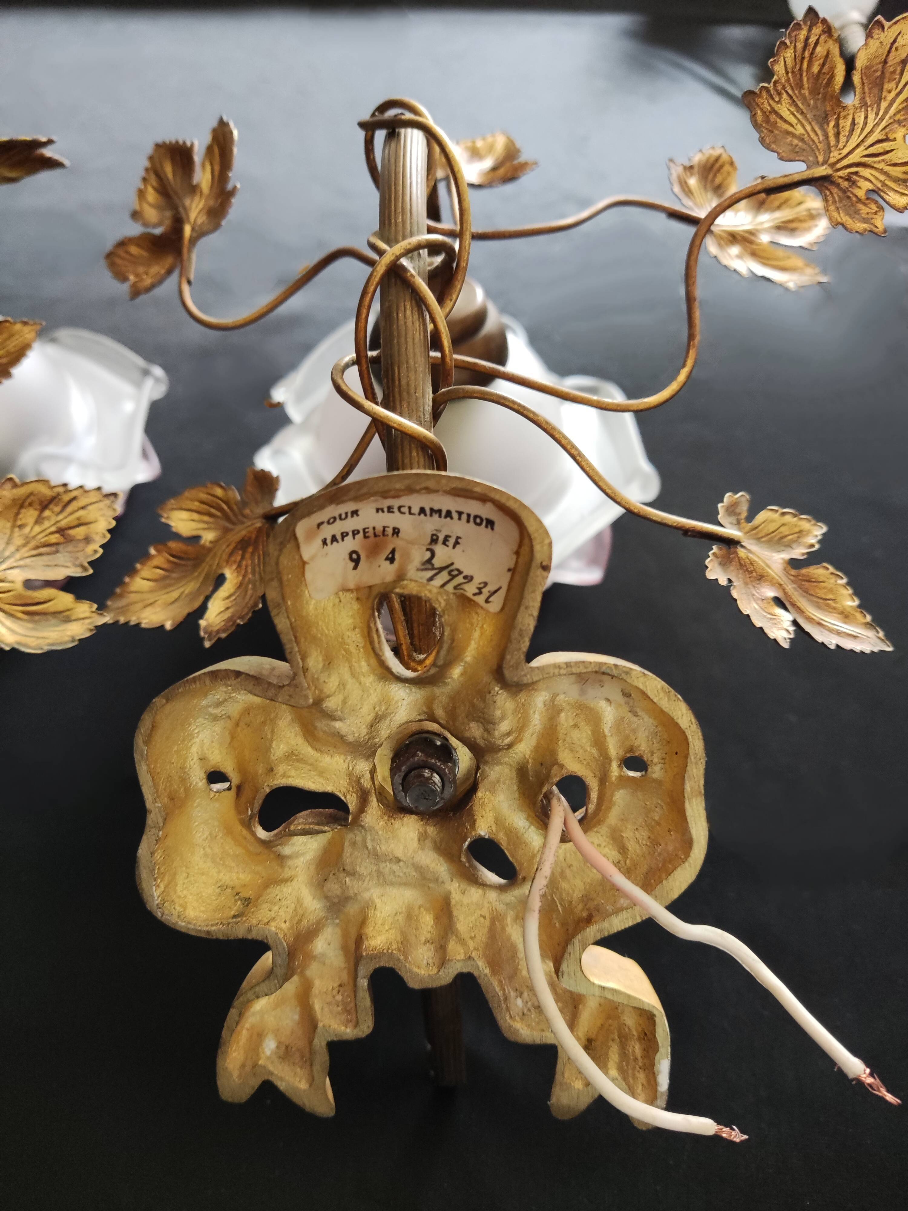 wall lamps golden and purple flowers