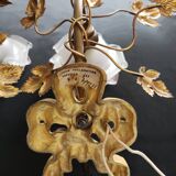 wall lamps golden and purple flowers