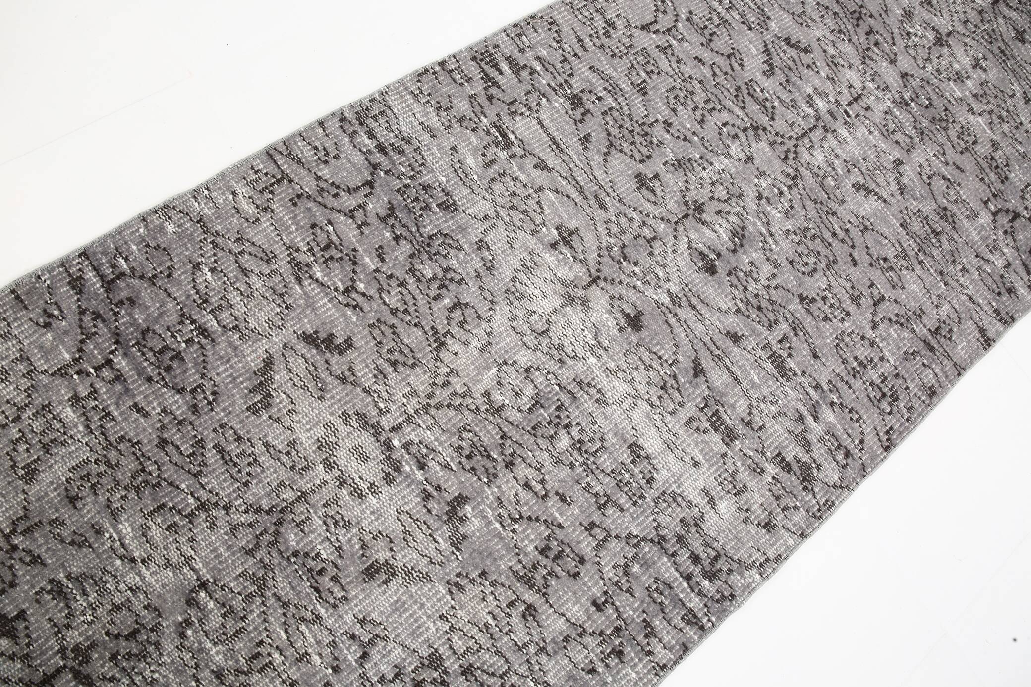 3x11 Rug For Farmhouse Hallway Gray Vintage Runner Rug, 84x291Cm