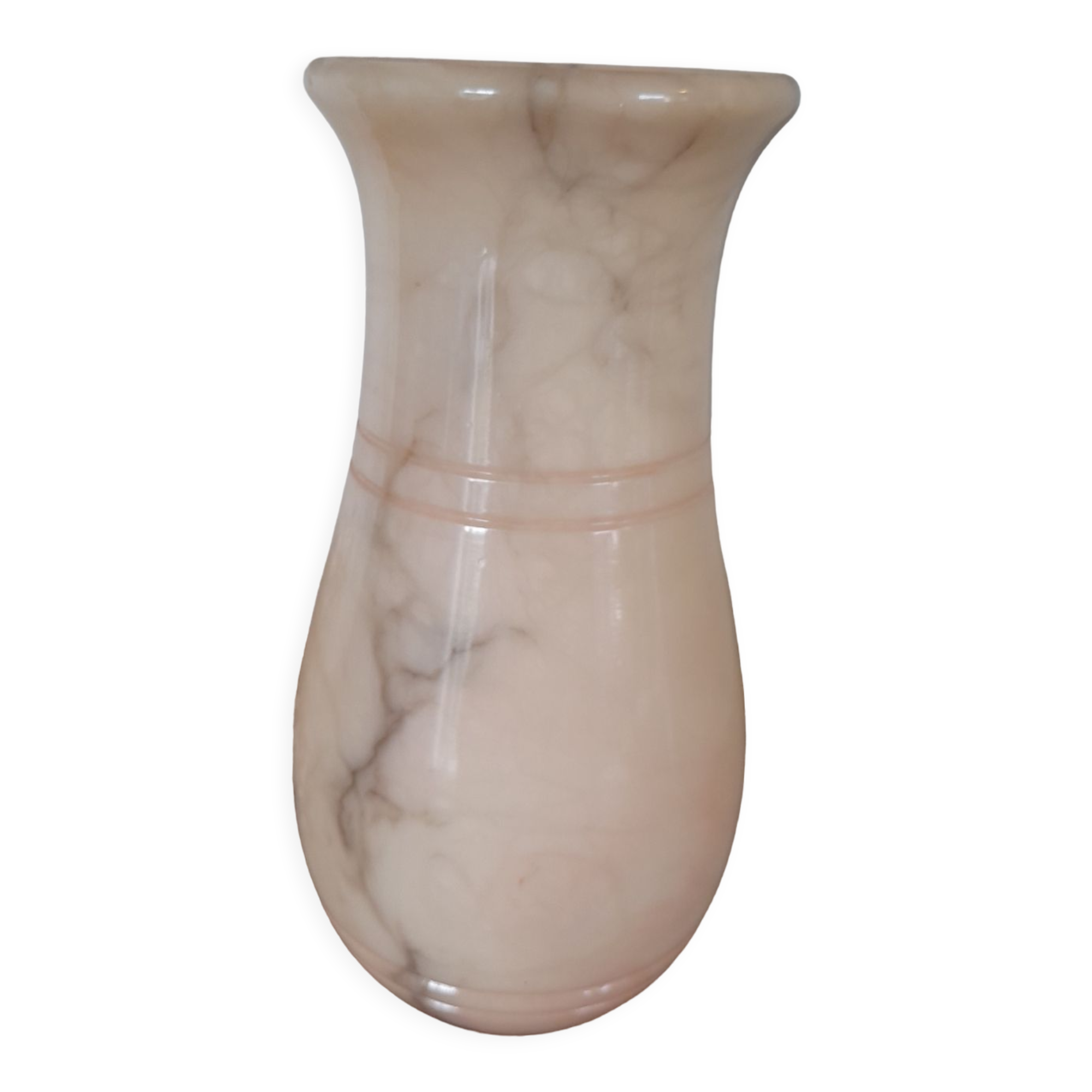 Vase in pink alabaster veined with gray