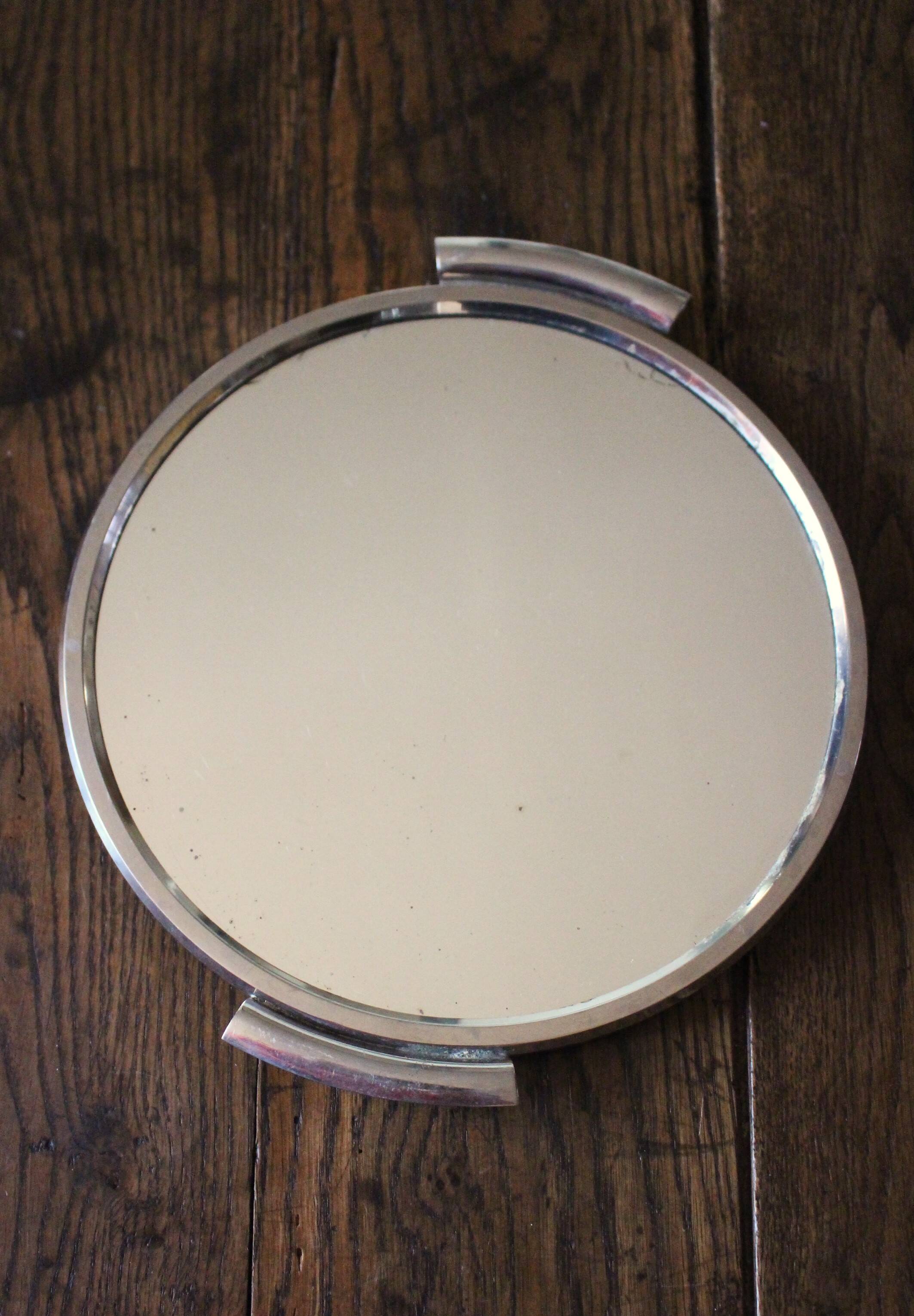 Plateau miroir rond en métal