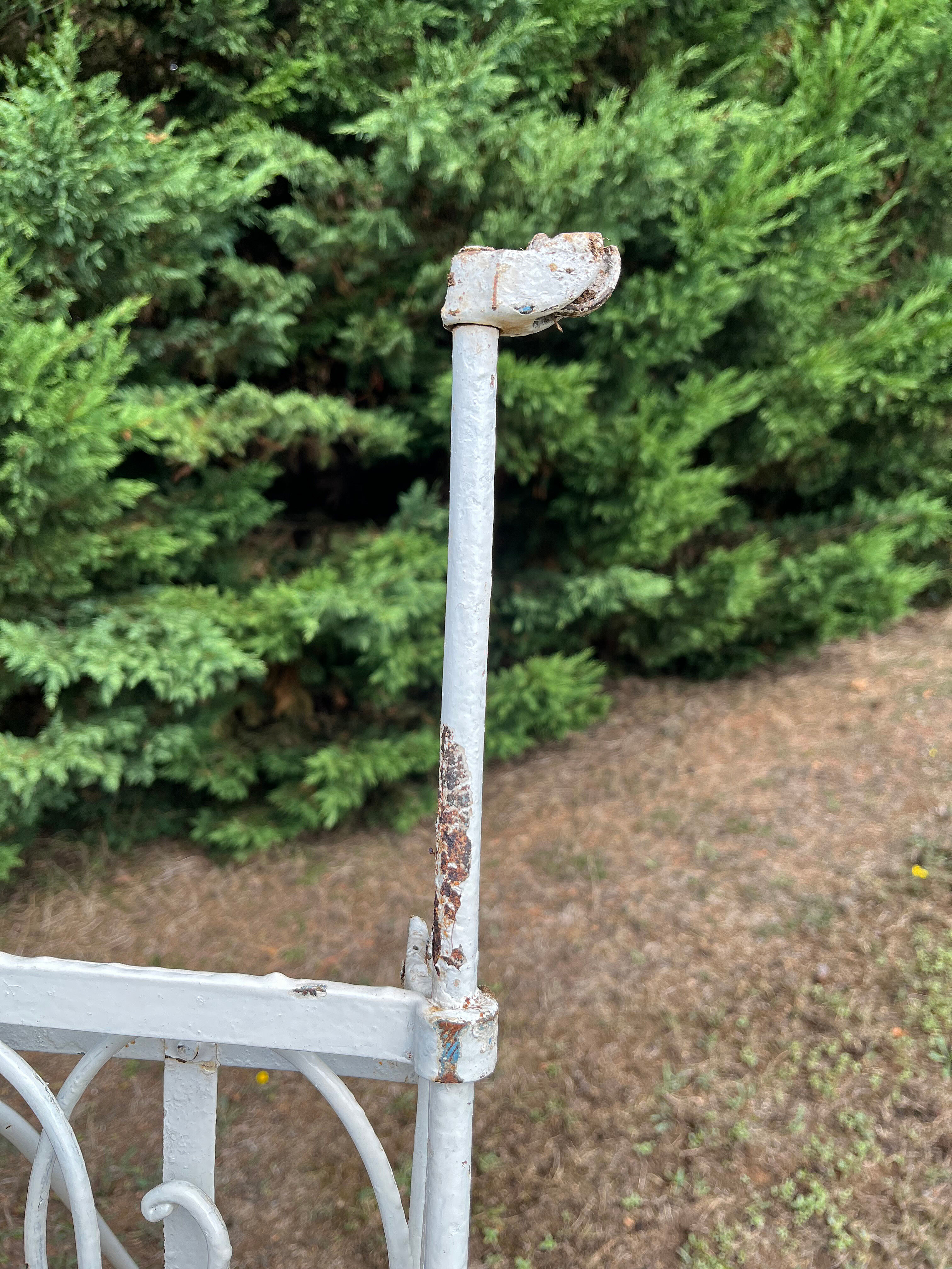 Folding child's bed with wrought iron canopy or romantic garden bench 19th