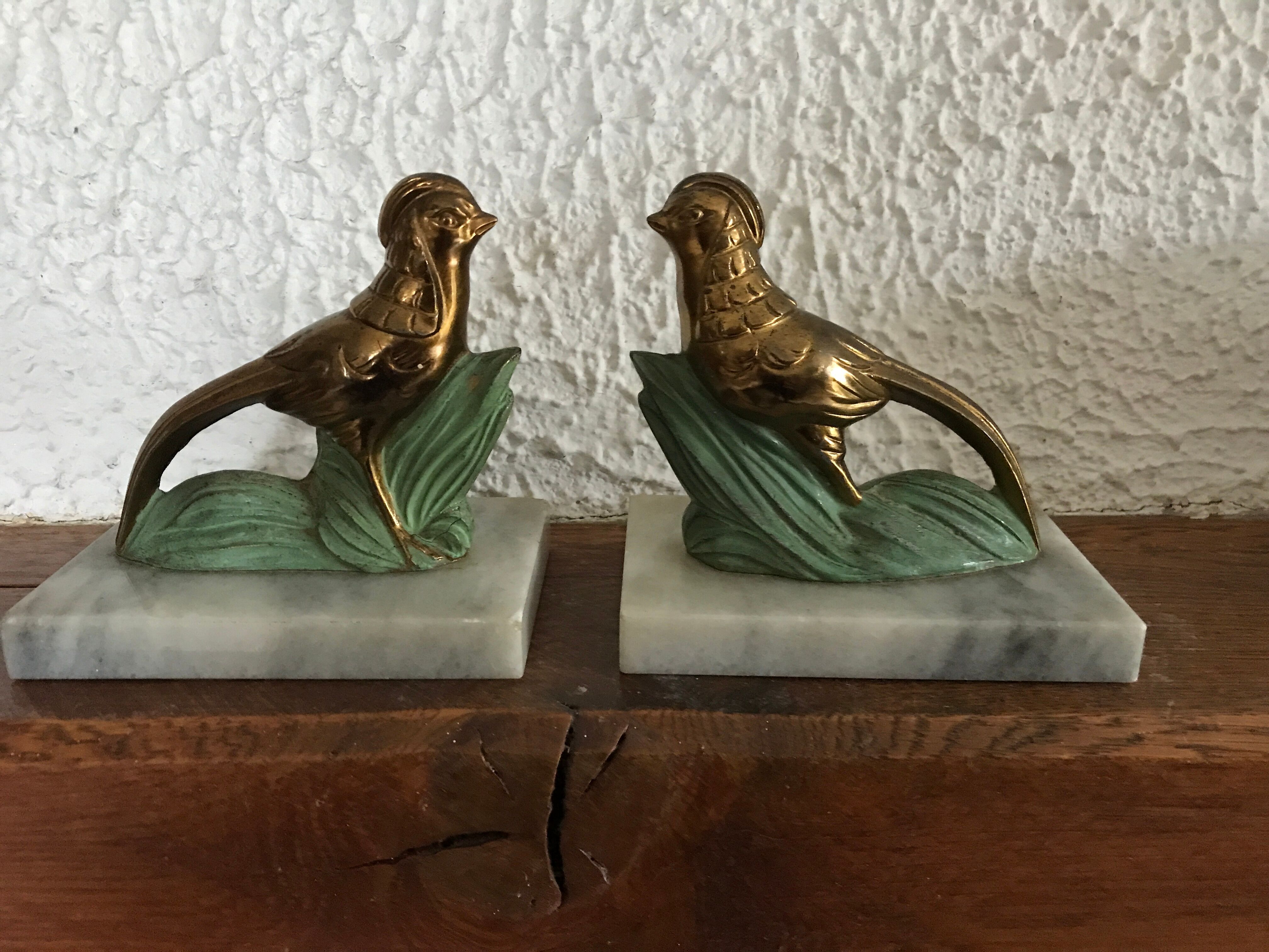 Pair of bookends birds art deco
