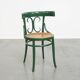 Vintage green bistro chair with woven reed seat