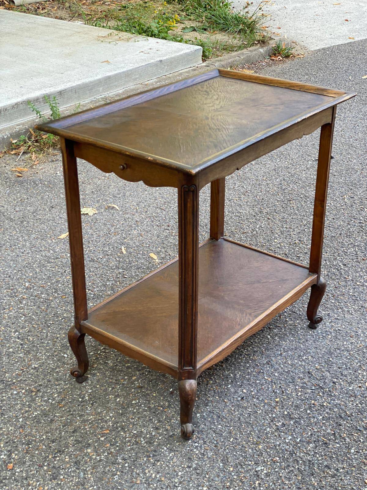 Louis XV side table with 2 drawers in solid wood from the 19th century