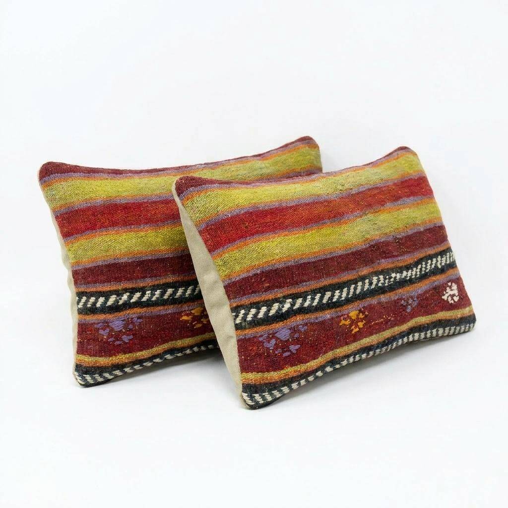 Set of 2 vintage kilim cushion covers 30x51 cm