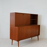 Danish vintage sideboard with drop-down door and sliding panels