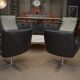 Set of 3 designer swivel metal leather office armchairs 1970