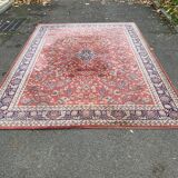 Saint Maclou Persian rug with flowers, wool velvet, burgundy, 240x330