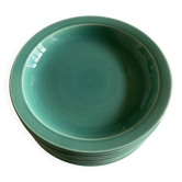 Set de 9 assiettes modernistes en faience turquoise 1950 Villeroy & Boch