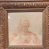 Paguenaud Jean-louis Orientalist Portrait of Man with Turban with Sanguine