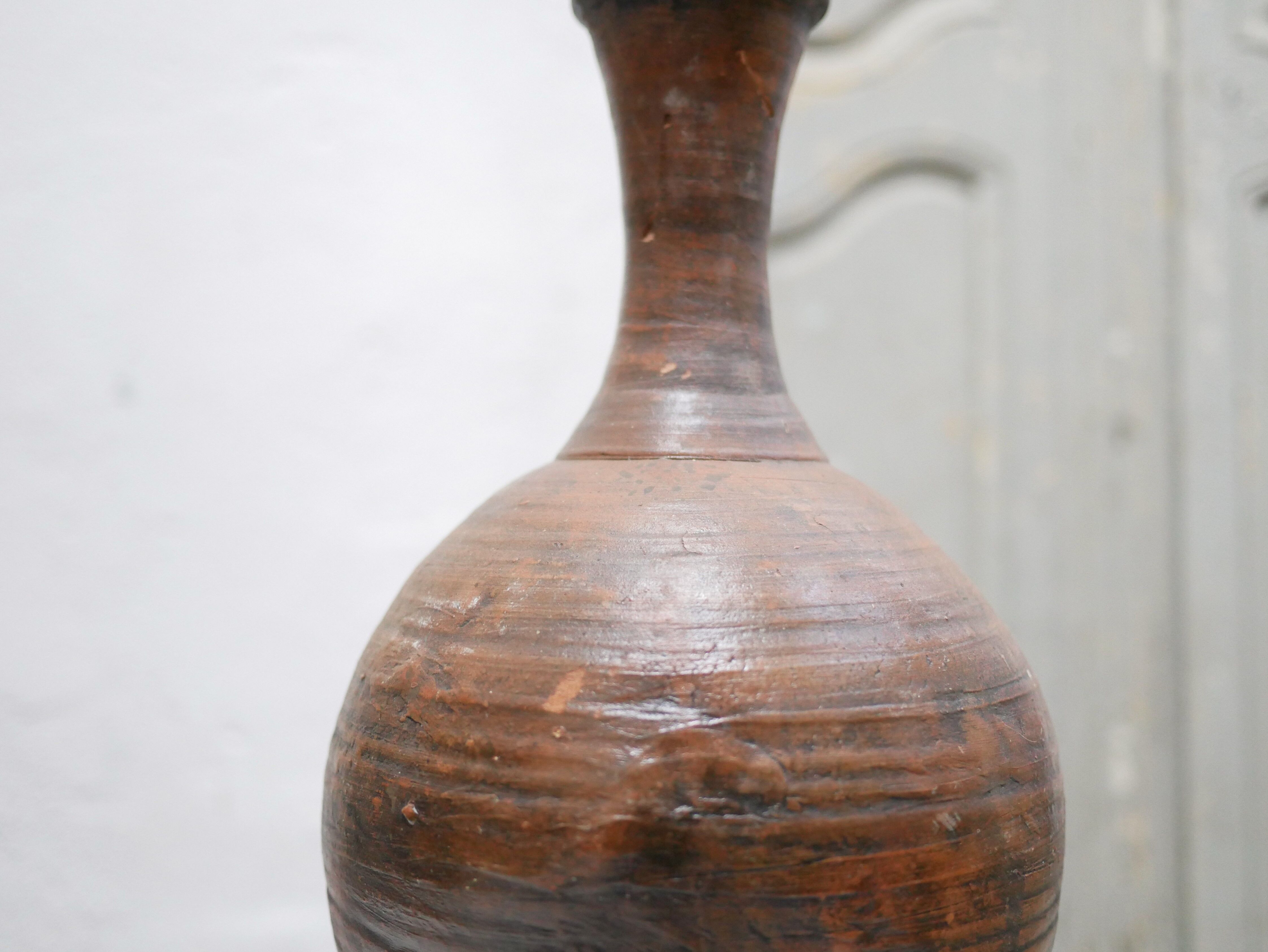 Vintage glazed terracotta jar