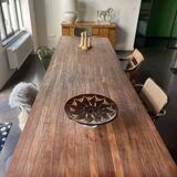 Large parquet effect dining table