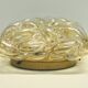 Vintage amber glass ceiling lamp screen by Helena Tynell for Glashütte Limburg 1960