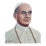 Tableau, peinture signée religieux pape Paul VI