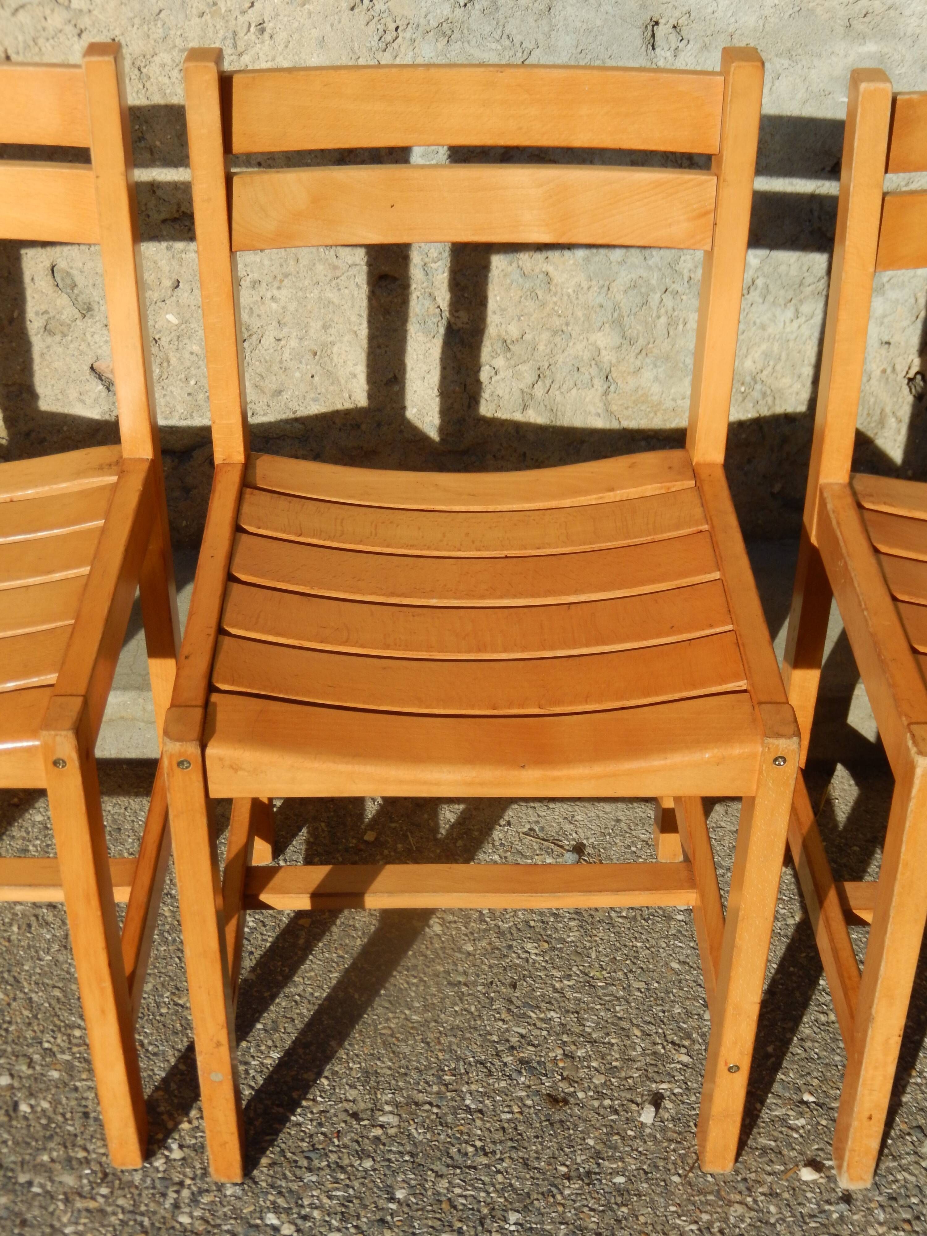 4 wooden chairs in Scandinavian style by André Sornay - dlg de Regain / Perriand