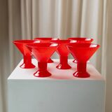 Six Red Glass Joy by Leonardo Drinking Glasses - Postmodern Memphis Style, 1980s Italian Vintage Glassware